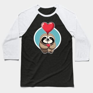 Sloth Heart Balloon - Valentines Day Baseball T-Shirt